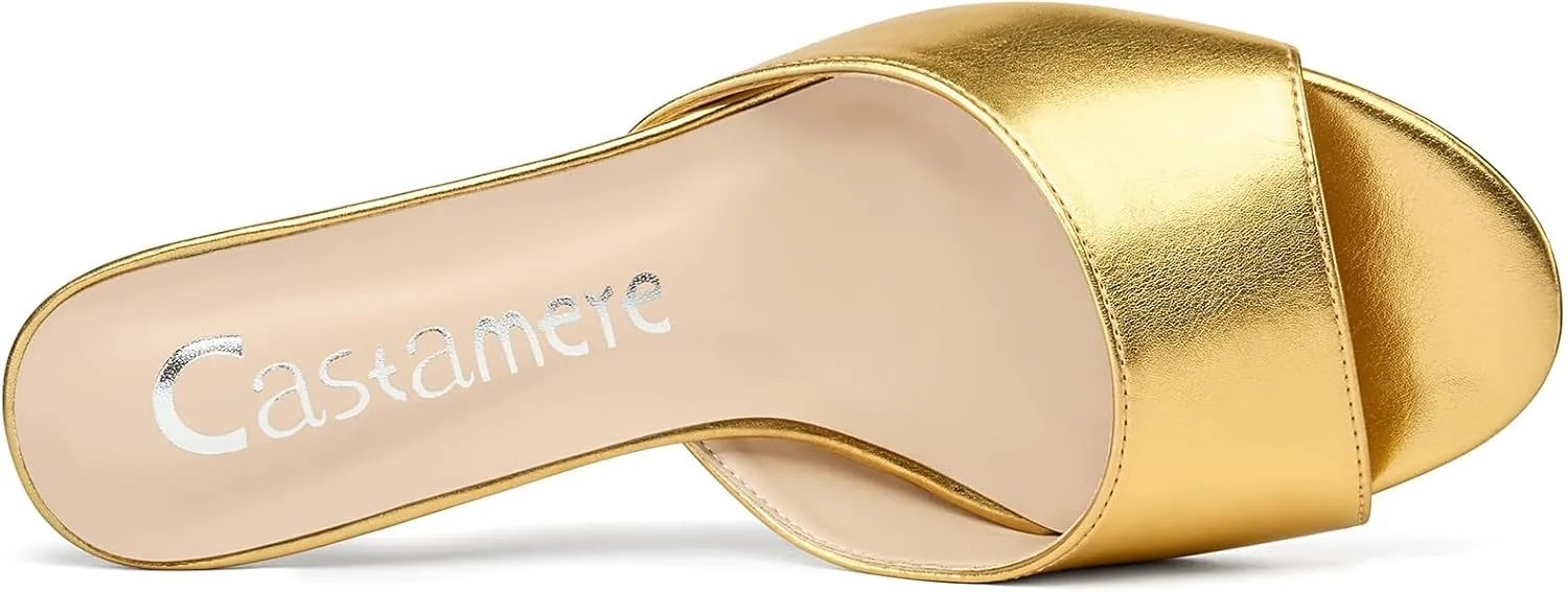 Castamere Round Open Toe Heeled Sandals for Women Mid Kitten Heels Slip-on Dress Mules Office Casual Summer Shoes 2.6 Inches Heels