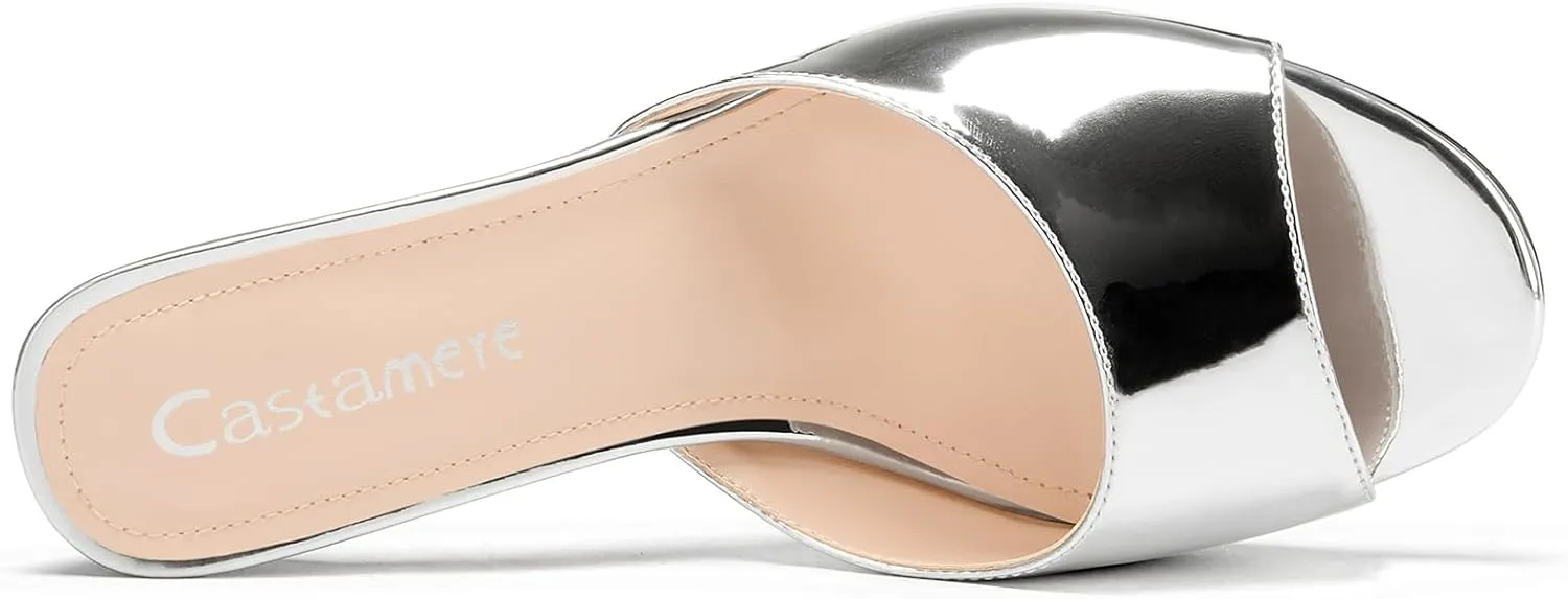 Castamere Women's Heeled Sandals Round Open Toe Kitten Heels Slip On Mules for Prom Party Wedding Vacation 2.6 Inches Heels