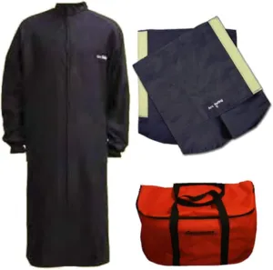 Cementex CL4LCK-2X2 Arc Flash Rated Task Wear Duffel Bag Kit with FR Treated Cotton Long Coat/Leggings, Class 2 Gloves, Rating: 40 Calories, Color: Navy, Size: 2X-Large