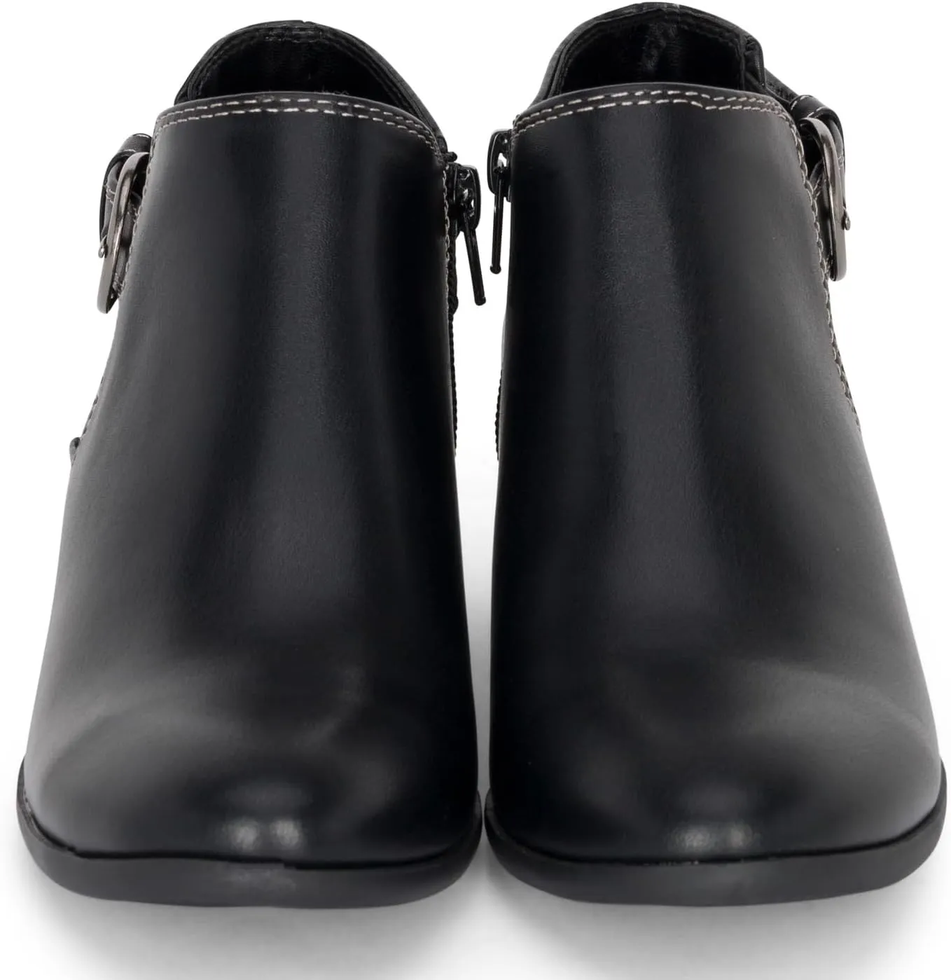 Chariot & Co: Kiki - Womens Western Chelsea Round Toe Ankle Boots - Adjustable Buckle Stacked Heel Booties