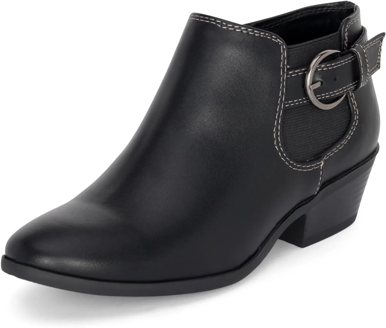 Chariot & Co: Kiki - Womens Western Chelsea Round Toe Ankle Boots - Adjustable Buckle Stacked Heel Booties