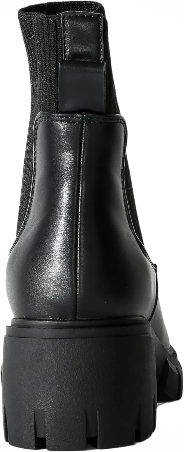 Chariot & Co: Rita - Womens Platform Ankle Boots Elastic Chunky Block Heel Chelsea Booties Lug Sole Combat Shoes