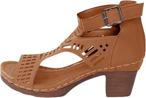Chunky Heeled Sandals for Womens Bohemian Cutout Open Toe Summer Block Party Ladies 2025 Roman Casual Hollow High Heel Peep Booties Side Strap Mid Black Ankle Bootie with Back Zipper