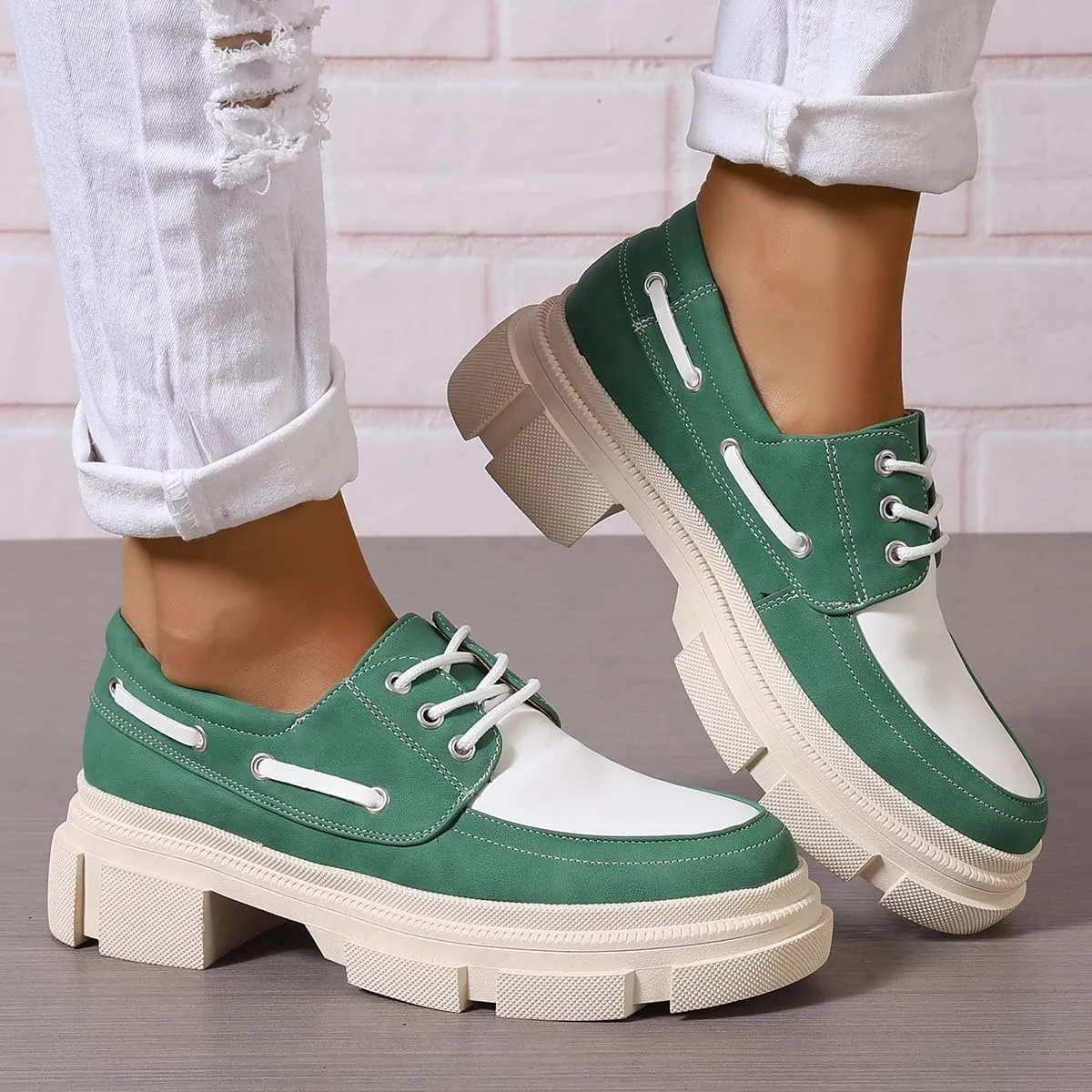 Chunky Loafers for Women,Patent Leather Platform Loafers Lug Sole Slip On Shoes Work Office Business Casual Dress Shoes