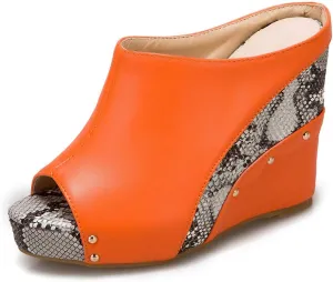 Ciuyurra Women Fashion Mules Sandals Peep Toe Wedge High Heels