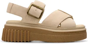 Clarks Womens Evamar Wish Suede Ecru Sandals 7 US