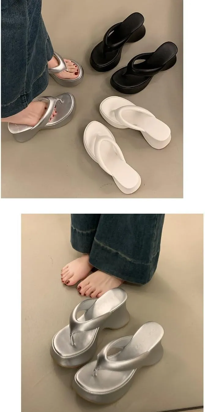 Corporate Goth Shoes Goth Office Business Casual Women Wedge Slides Cute Kawaii Y2K Fashion Whimsy Grunge Alternative Flip Flops Sandals Rave Wedding Festival Birthday Gifts for Girls Summer Beach