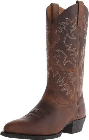 Cowboy Boots for Men Lightweight Western Country Boots Modern Traditional Embroidered Boots Men Mid Calf Western Cowboy Motorcycle Boots Leather Shoes Wide Calf Pull On Western Work Combat Boots