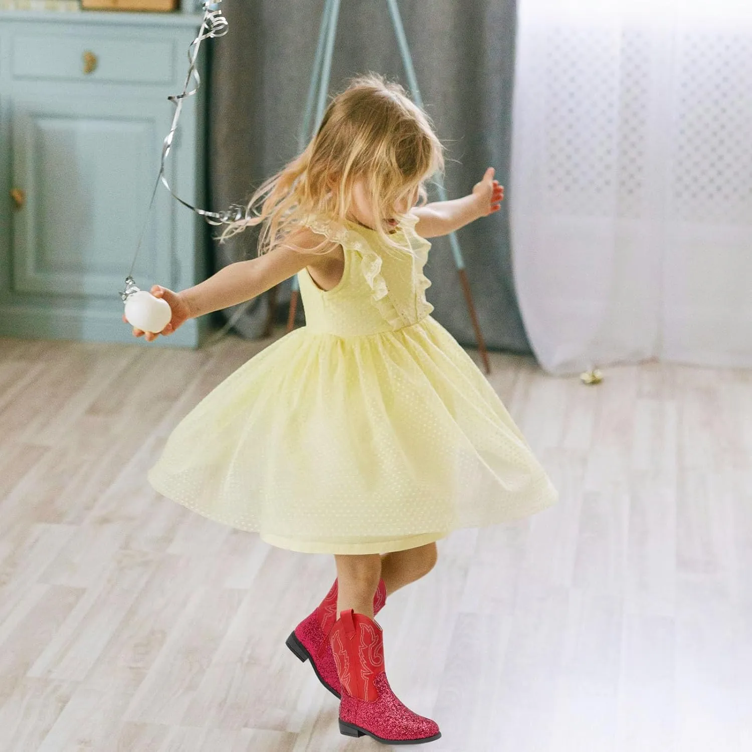 Cowgirl Boots for Kids Girls Boys Western Glitter Cowboy Boots Mid Calf Boots Little Big Kids Horse Riding Shoes Party Birthday Dress Up