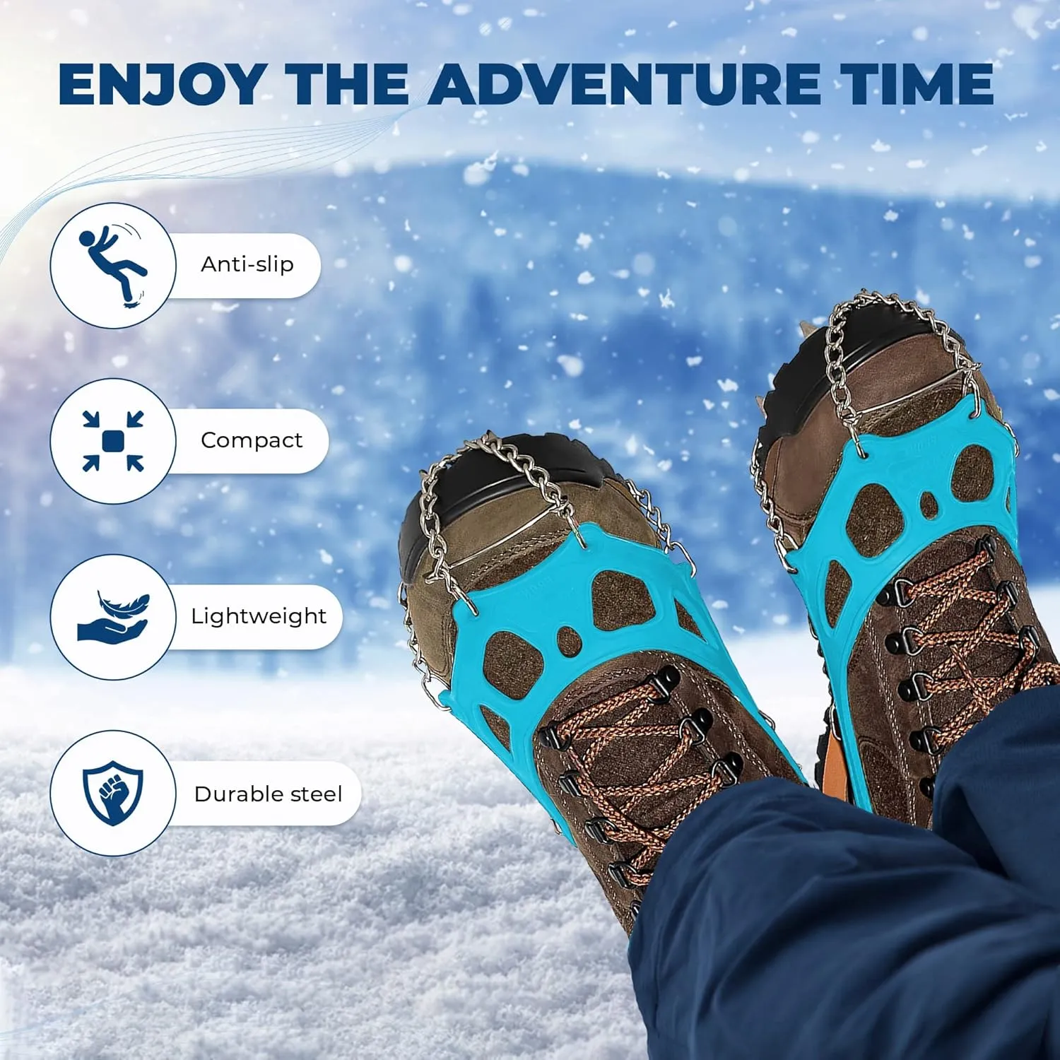 Crampons Ice Cleats for Hiking Spikes By Yatta Life - Professional Winter Boots with 12 Stainless Steel Spikes for Shoes & Boots - Outdoor Camping, Running, Mountaineering Ice & Snow Grips Accessories
