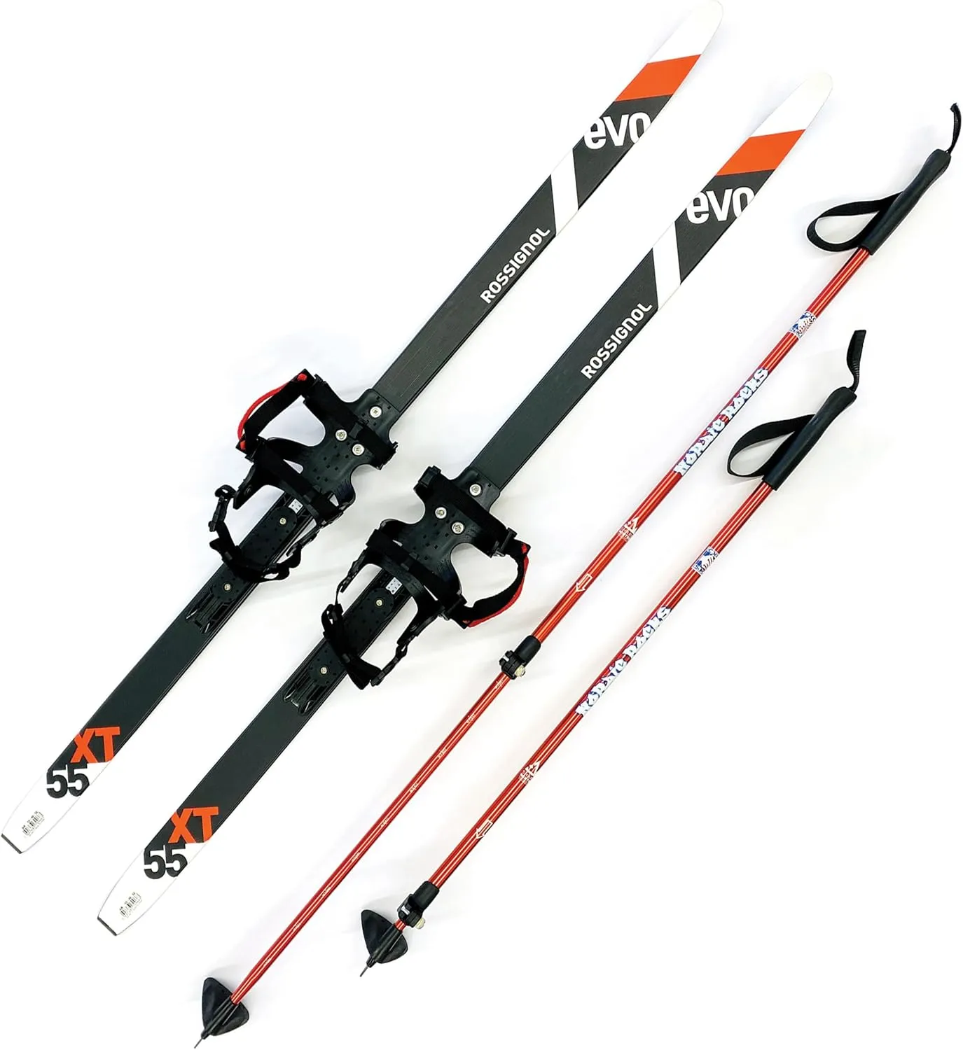 Cross Country Skis - NO Ski Boots Required - Step-in Bindings for ANY Winter Boot - Adjustable-Length XC Ski Poles, Classic Touring Equipment for Children and Youth NEW to Skiing