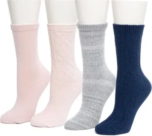 Cuddl Duds Women Super Soft 4 Pair Pack Modern Multicolor Easy Care Crew Boot Socks