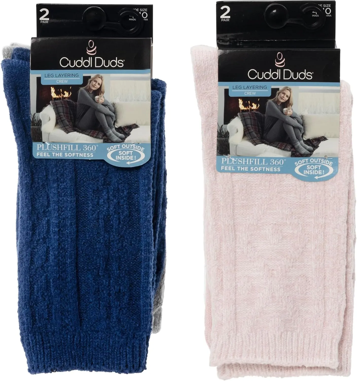 Cuddl Duds Women Super Soft 4 Pair Pack Modern Multicolor Easy Care Crew Boot Socks