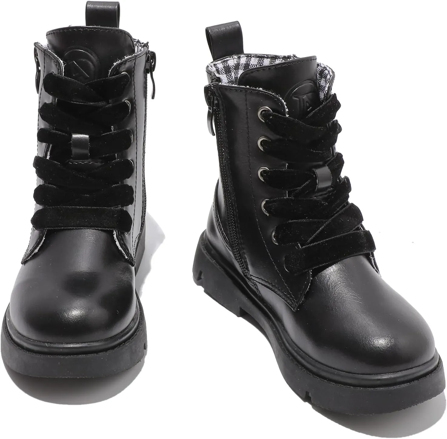DADAWEN Boys Girls Glitter Ankle Boots Lace Up Waterproof Combat Shoes With Side Zipper for Toddler/Little Kid/Big Kid