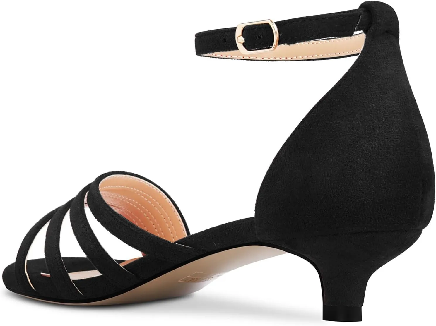 DearOnly Womens Kitten Heel Open Toe Buckle Sandals Basic Classic Ankle Strap Office Casual Prom Summer Shoes 1.4 Inches Heels