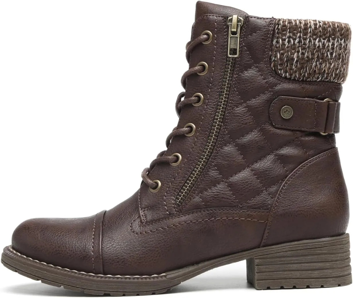 DECARSDZ Women's Fashion Black Ankle Boots Combat Motorcycle Lace Up Booties
