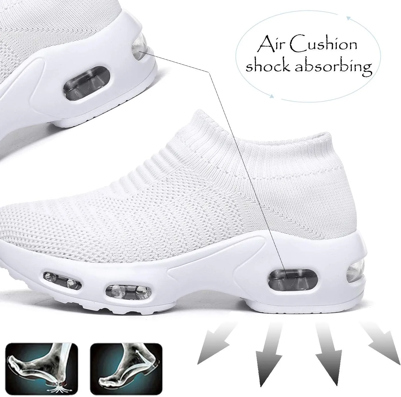 DimaiGlobal Women's Walking Shoes Sock Sneakers Slip On Comfort Mesh Fashion Cushion Lady Girls Modern Jazz Dance Easy Shoes Wedge Platform Loafers