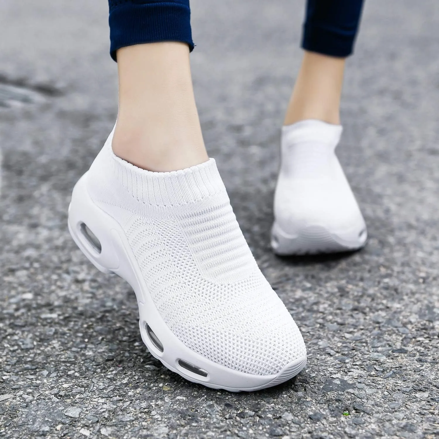 DimaiGlobal Women's Walking Shoes Sock Sneakers Slip On Comfort Mesh Fashion Cushion Lady Girls Modern Jazz Dance Easy Shoes Wedge Platform Loafers