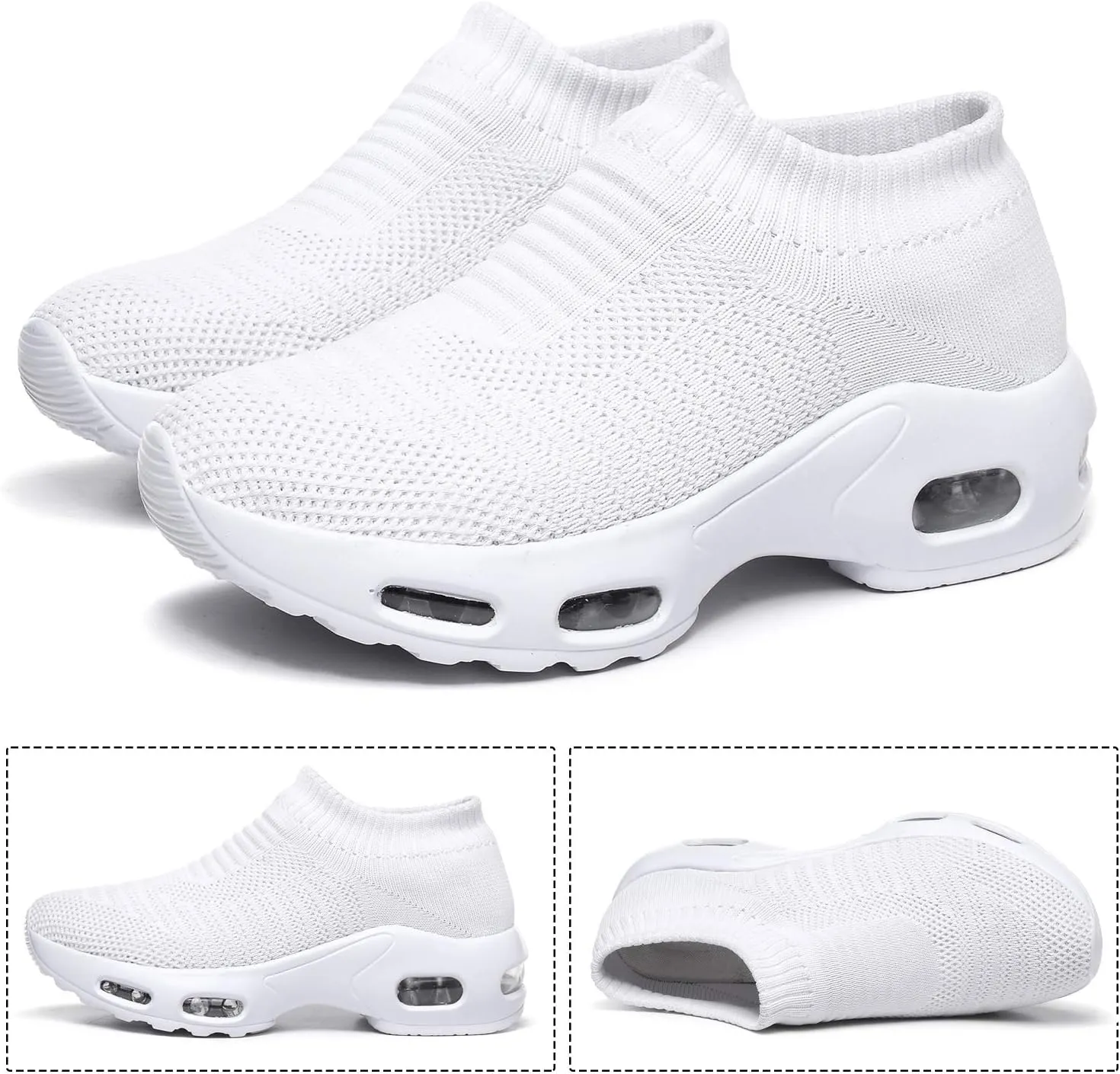 DimaiGlobal Women's Walking Shoes Sock Sneakers Slip On Comfort Mesh Fashion Cushion Lady Girls Modern Jazz Dance Easy Shoes Wedge Platform Loafers