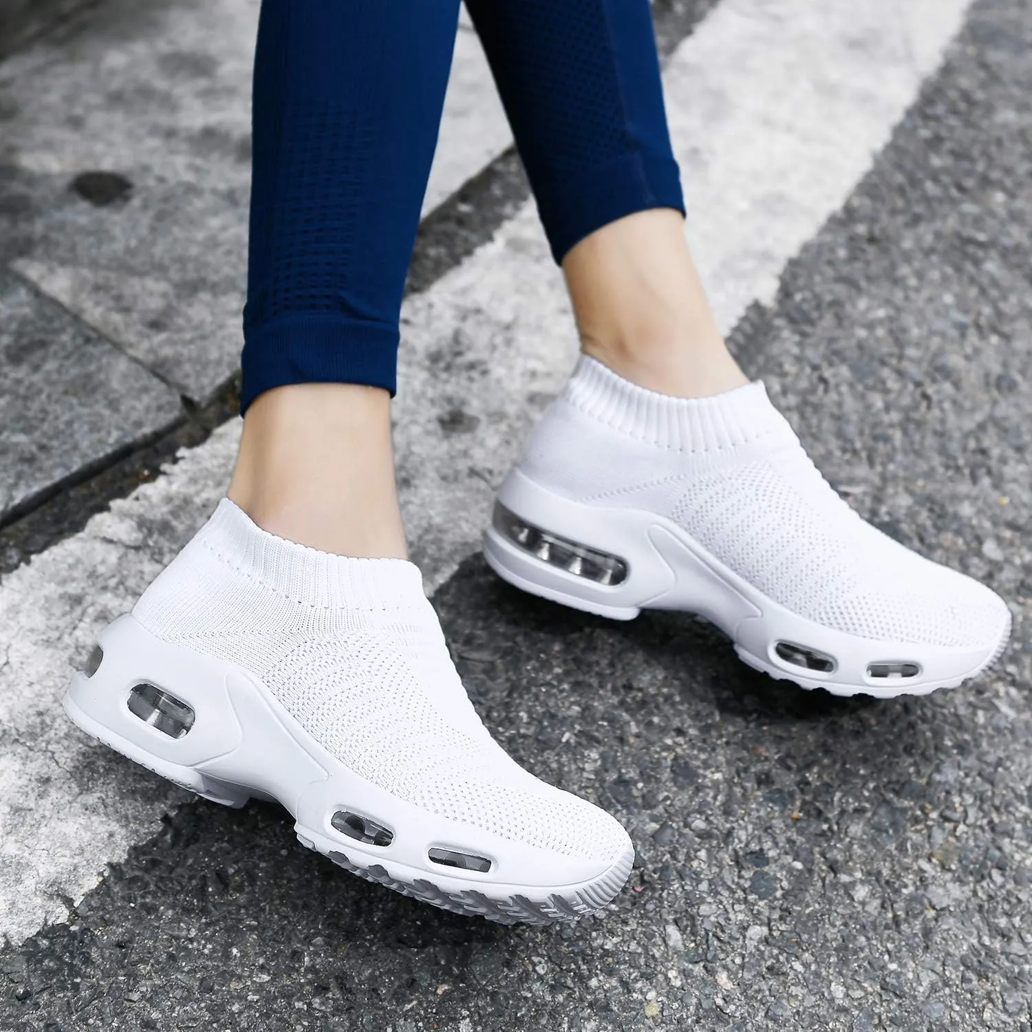 DimaiGlobal Women's Walking Shoes Sock Sneakers Slip On Comfort Mesh Fashion Cushion Lady Girls Modern Jazz Dance Easy Shoes Wedge Platform Loafers