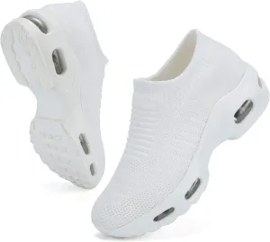 DimaiGlobal Women's Walking Shoes Sock Sneakers Slip On Comfort Mesh Fashion Cushion Lady Girls Modern Jazz Dance Easy Shoes Wedge Platform Loafers