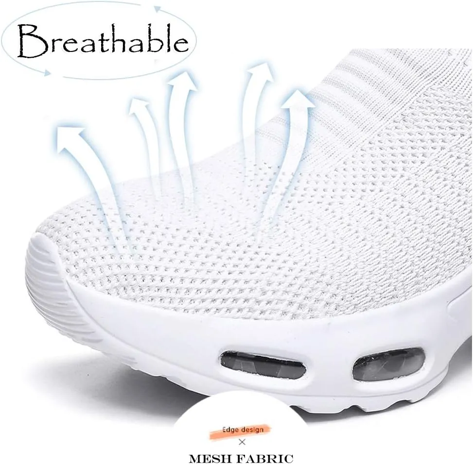 DimaiGlobal Women's Walking Shoes Sock Sneakers Slip On Comfort Mesh Fashion Cushion Lady Girls Modern Jazz Dance Easy Shoes Wedge Platform Loafers