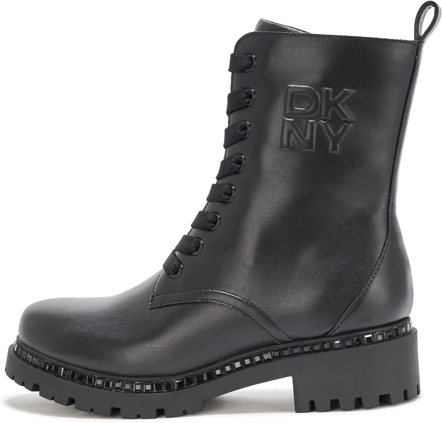 DKNY Women's Rommily Lace Up Combat Boot with Studs