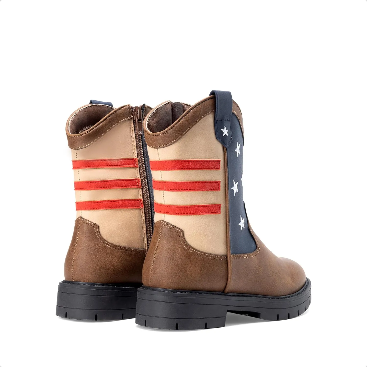 DREAM PAIRS Boys Girls Cowboy Boots Kids Western Riding Mid Calf Boots with Side Zipper (Toddler/Little Kid/Big Kid)