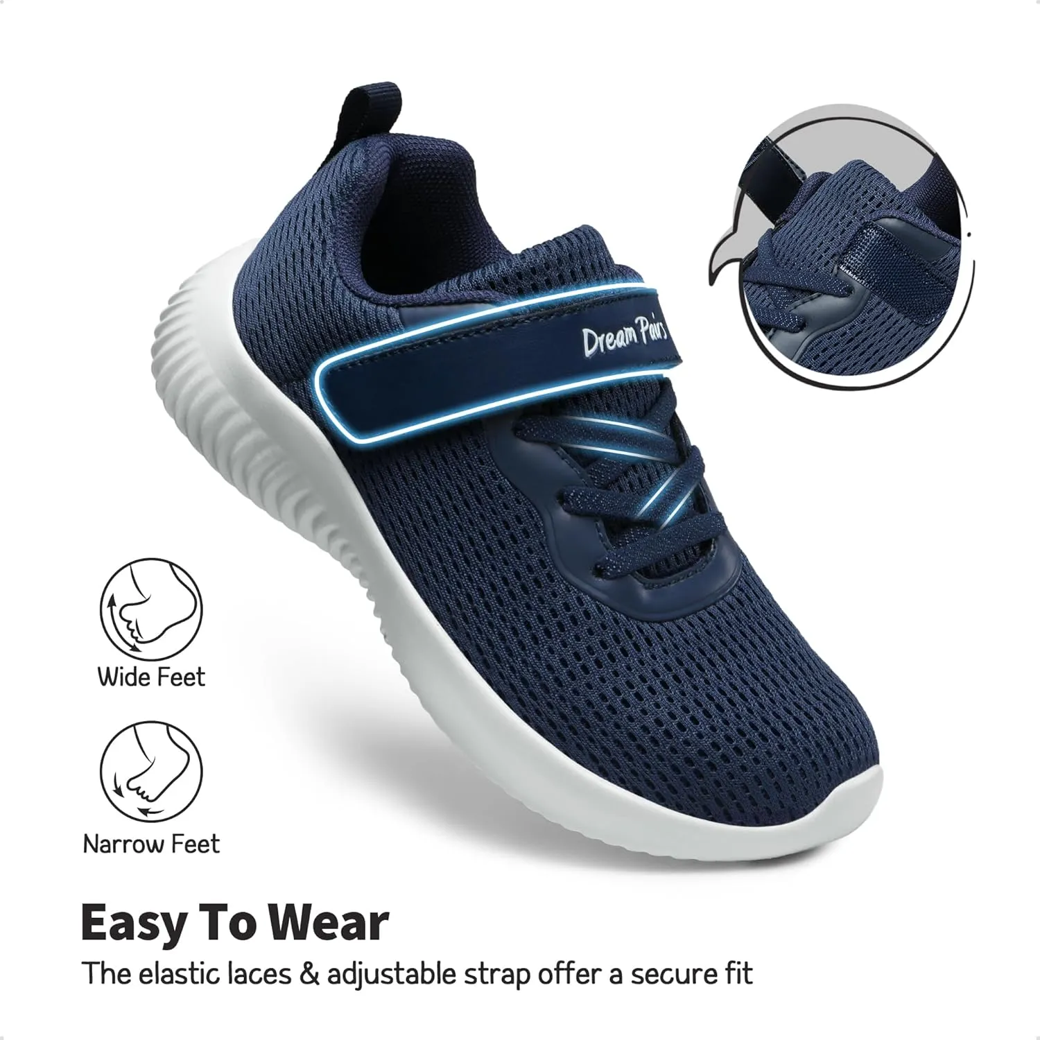 DREAM PAIRS Boys Girls Shoes Kids Tennis EZ-Ons FunRun Breathable Running Athletic Sport Sneakers