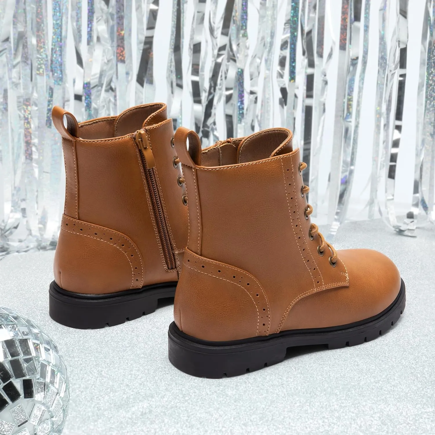 DREAM PAIRS Boys Girls Side Zipper Combat Ankle Boots(Toddler/Little Kid