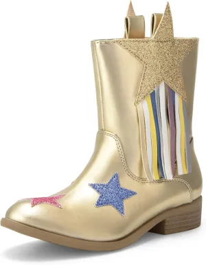 DREAM PAIRS Girls Cowgirl Cowboy Western Mid Calf Tassel Boots