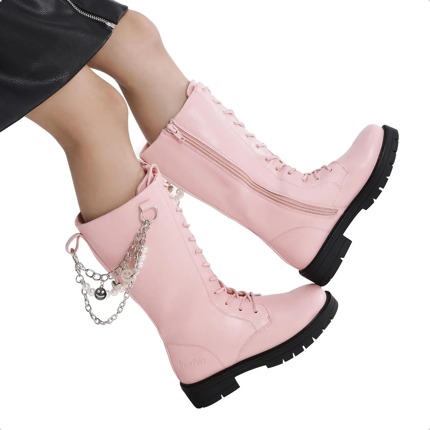 DREAM PAIRS Girls Riding Boots Knee High Side Zipper Mid Calf Shoes Little Kid/Big Kid