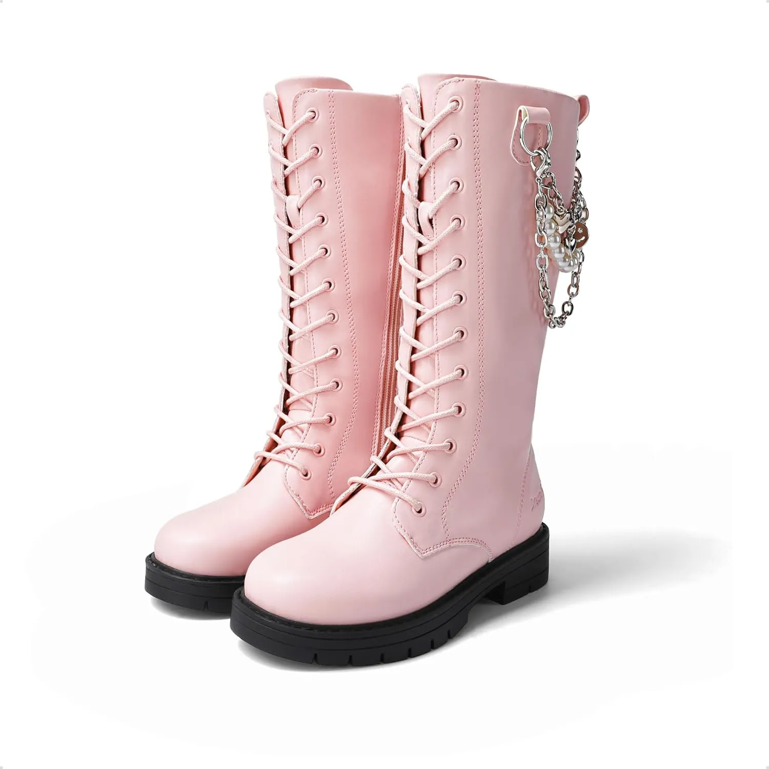DREAM PAIRS Girls Riding Boots Knee High Side Zipper Mid Calf Shoes Little Kid/Big Kid