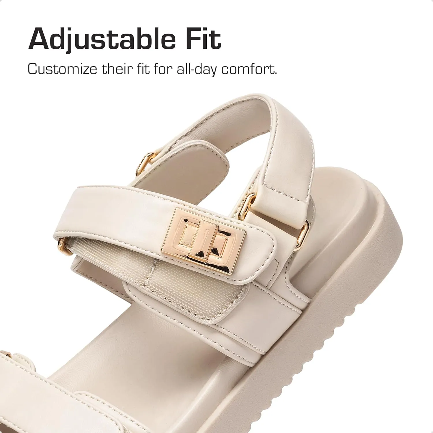 DREAM PAIRS Girls Sandals Casual Open Toe Two Adjustable Strapped Sandals with Hook and Loop for Little Kid/Big Kid