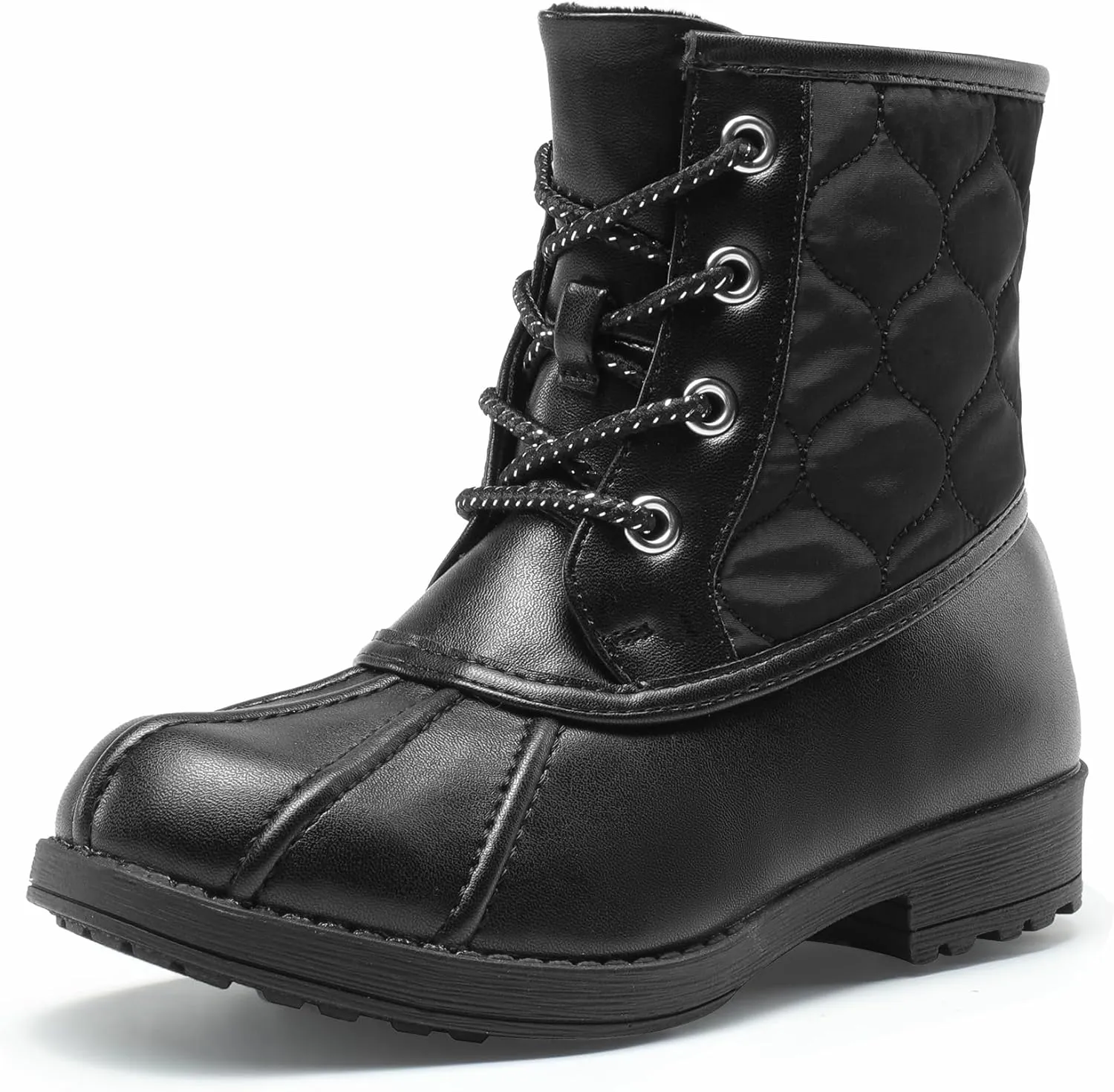 DREAM PAIRS Girls Side Zipper Quilted Combat Ankle Boots