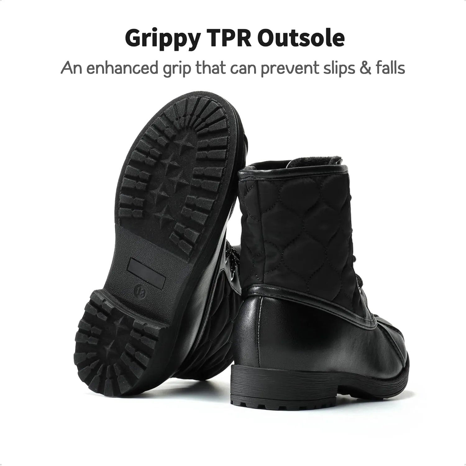 DREAM PAIRS Girls Side Zipper Quilted Combat Ankle Boots