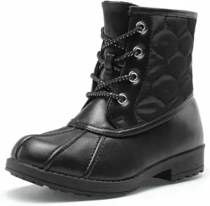 DREAM PAIRS Girls Side Zipper Quilted Combat Ankle Boots