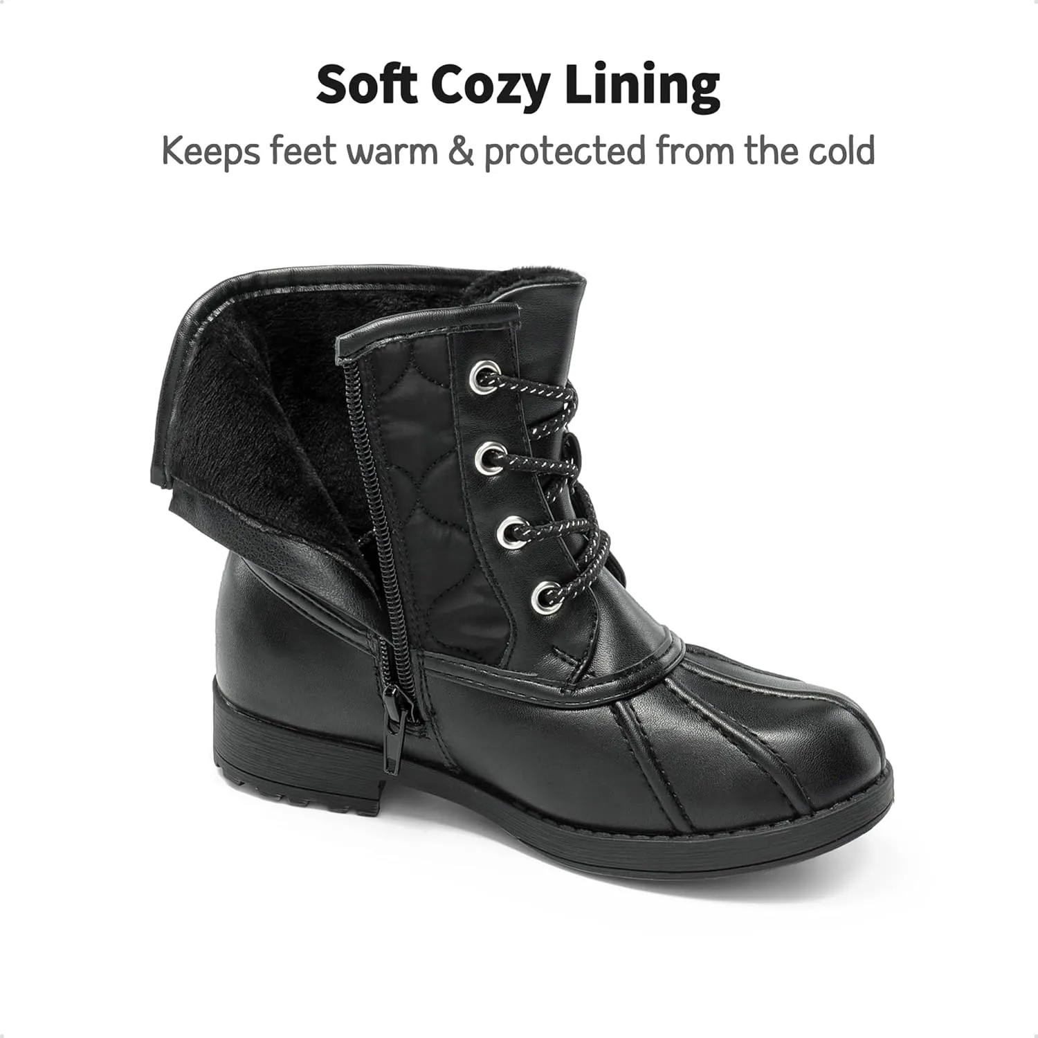 DREAM PAIRS Girls Side Zipper Quilted Combat Ankle Boots
