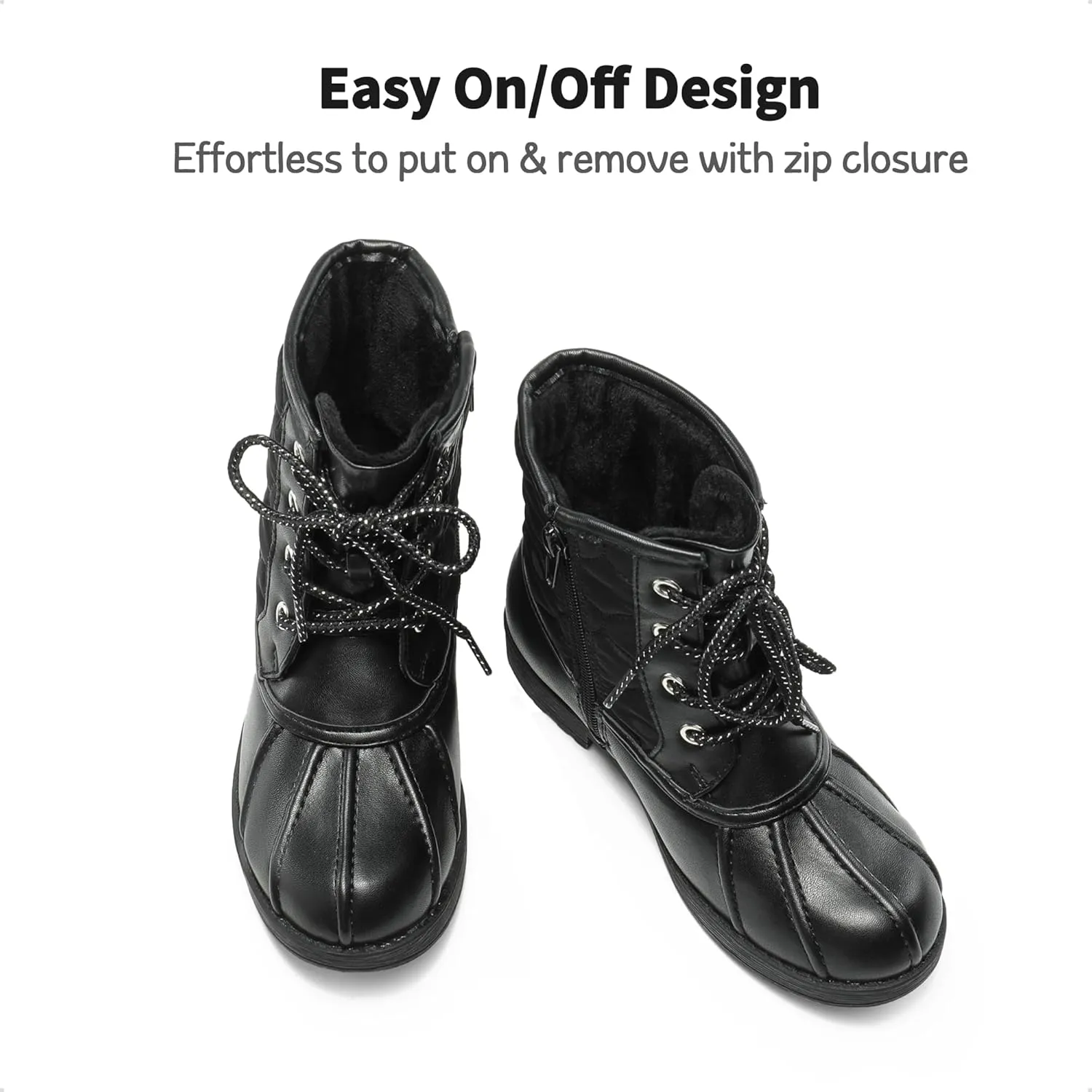 DREAM PAIRS Girls Side Zipper Quilted Combat Ankle Boots