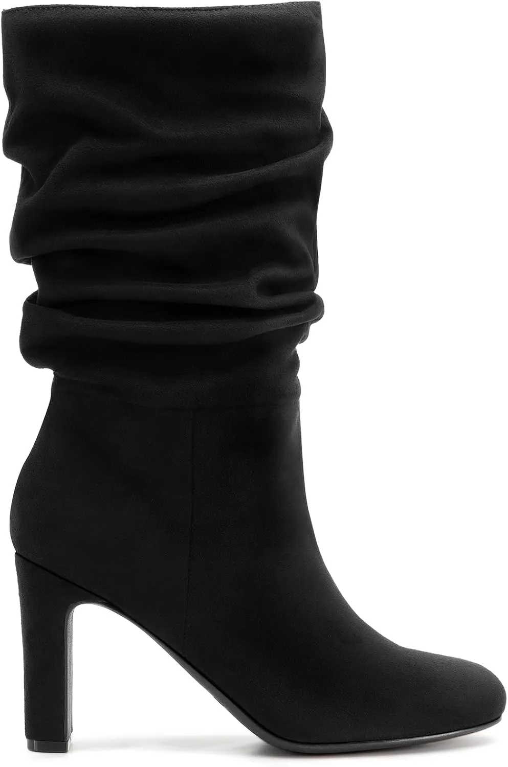 DREAM PAIRS Slouch Boots for Women Mid Calf, Women's Fashion Almond Toe High Heel Fall Winter Dressy Boots