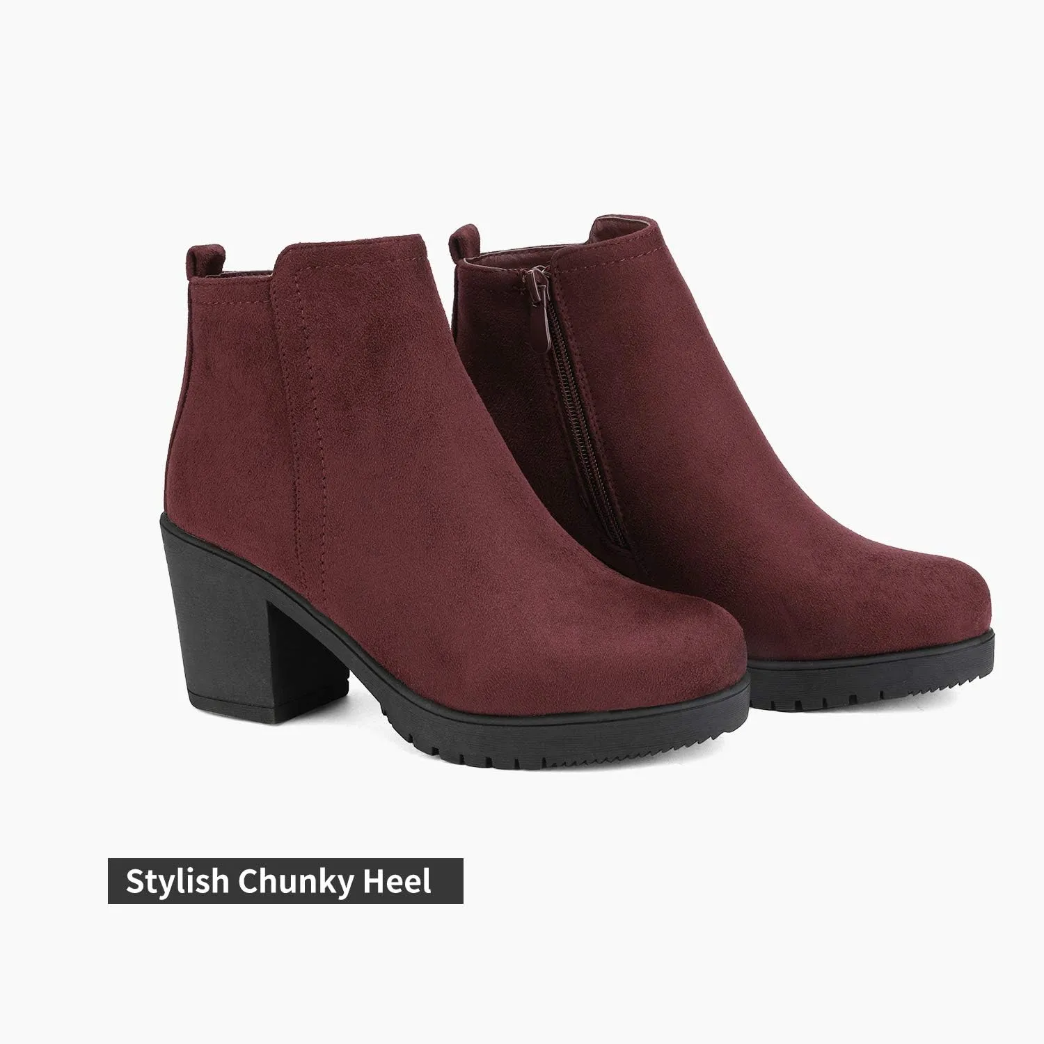DREAM PAIRS Women's Ankle Boots Chunky Heel Platform Fall Heeled Short Booties Shoes