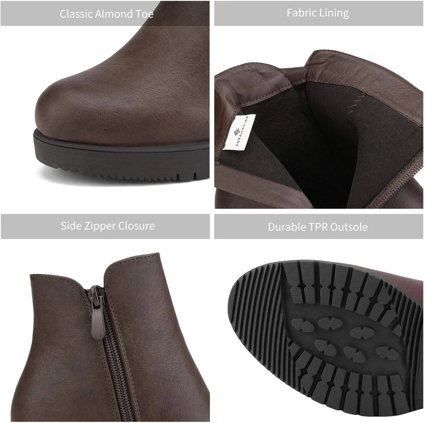 DREAM PAIRS Women's Ankle Boots Chunky Heel Platform Fall Heeled Short Booties Shoes