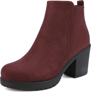 DREAM PAIRS Women's Ankle Boots Chunky Heel Platform Fall Heeled Short Booties Shoes