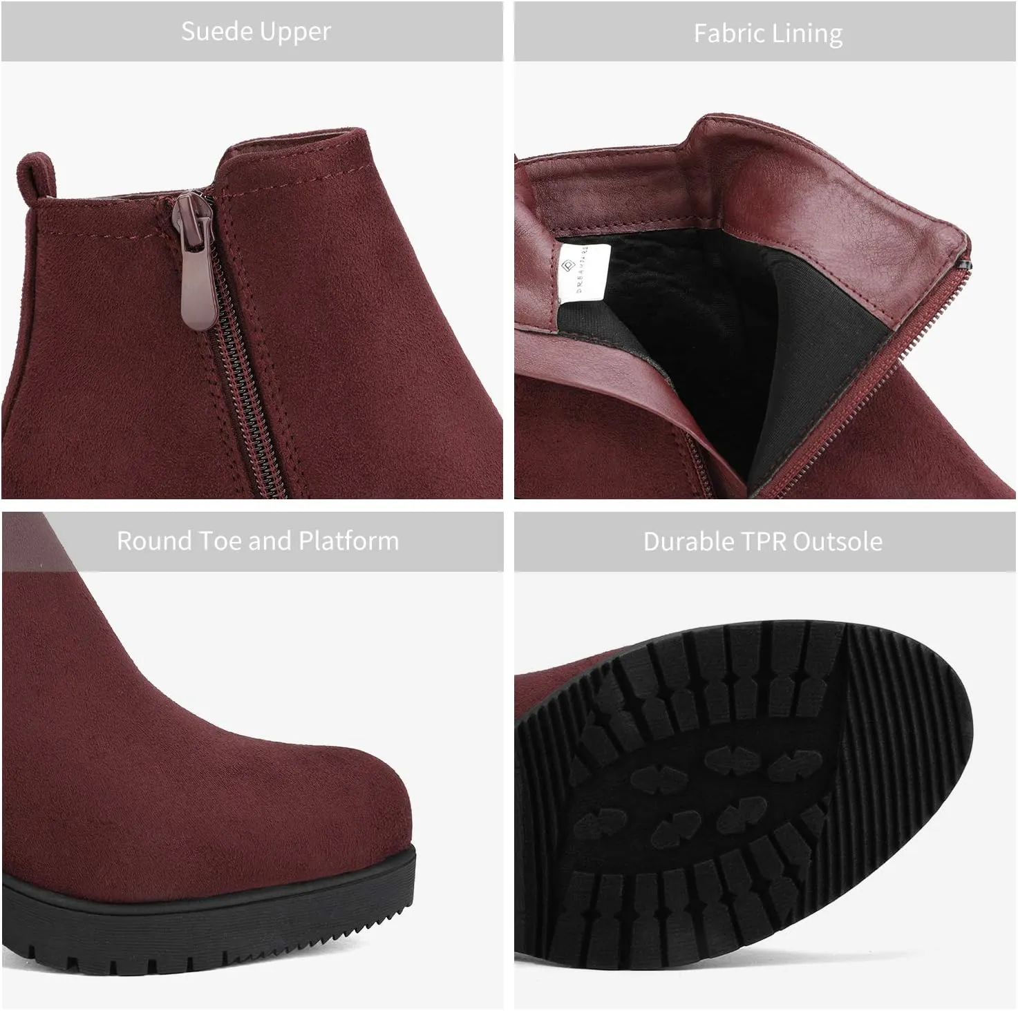 DREAM PAIRS Women's Ankle Boots Chunky Heel Platform Fall Heeled Short Booties Shoes