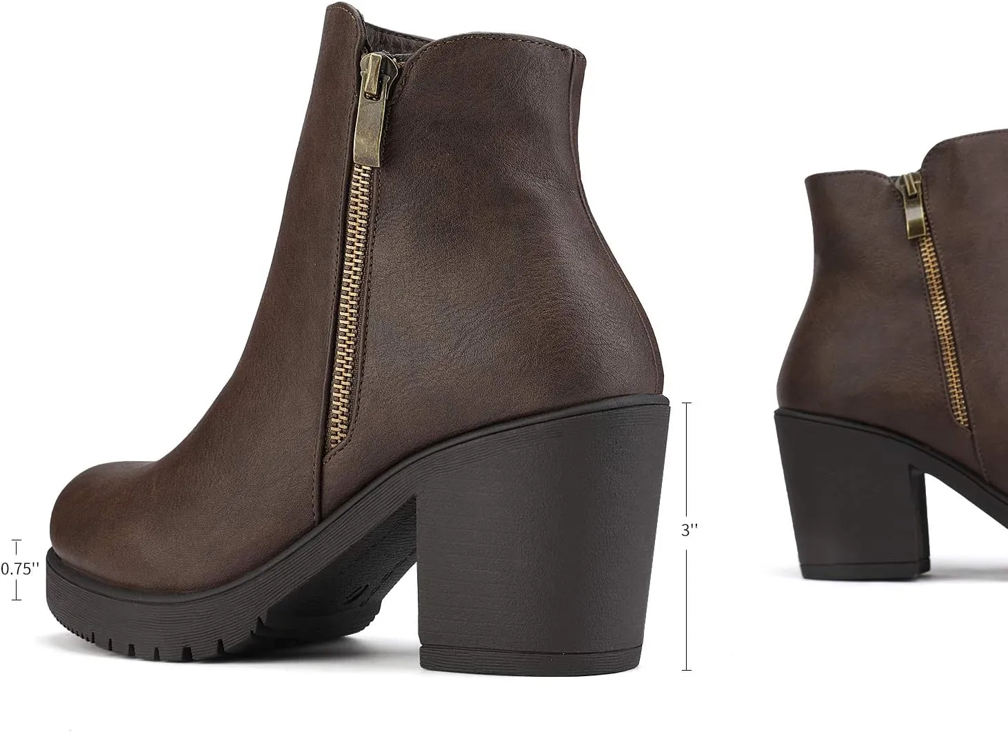 DREAM PAIRS Women's Ankle Boots Chunky Heel Platform Fall Heeled Short Booties Shoes