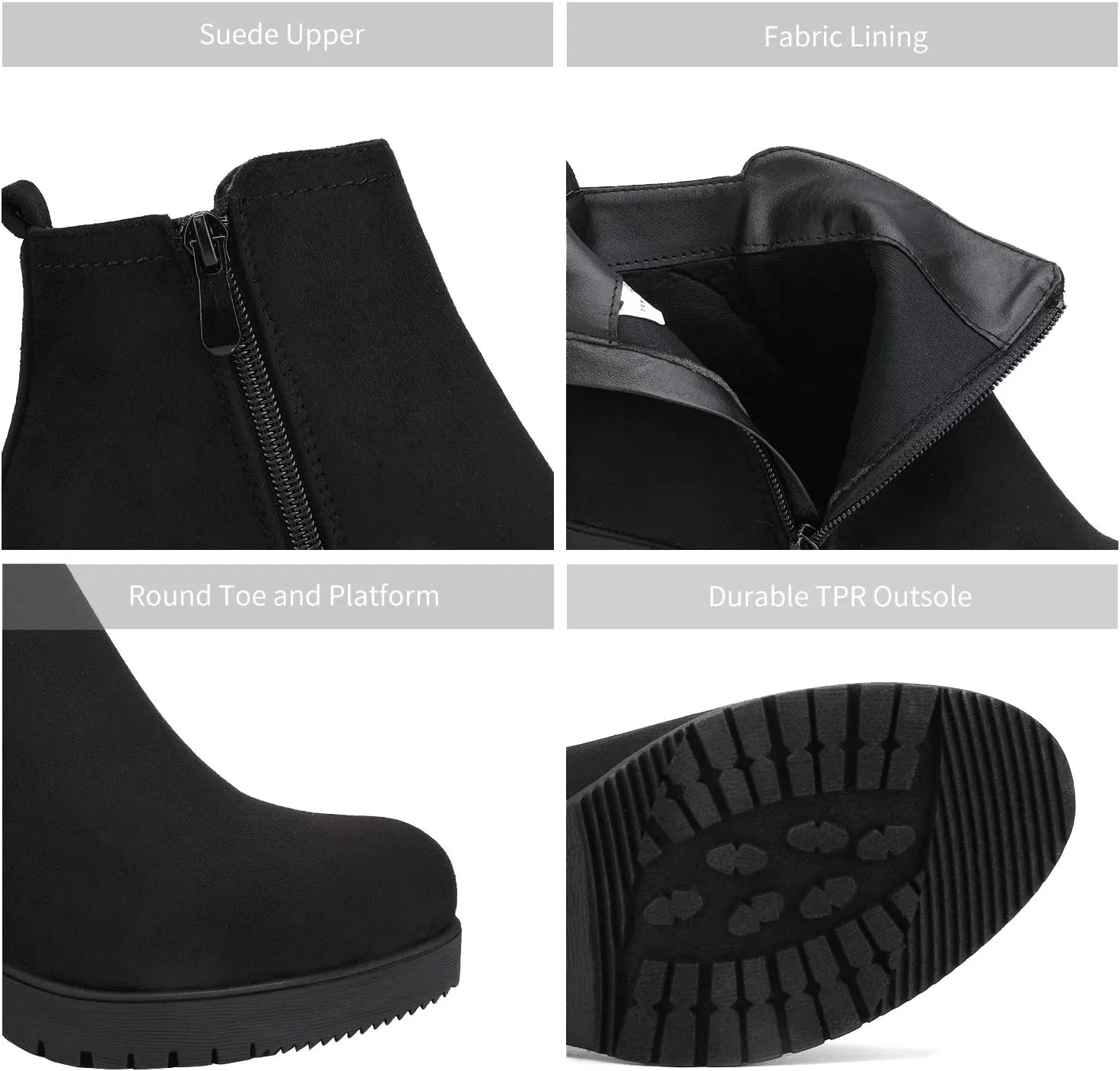DREAM PAIRS Women's Ankle Boots Chunky Heel Platform Fall Heeled Short Booties Shoes