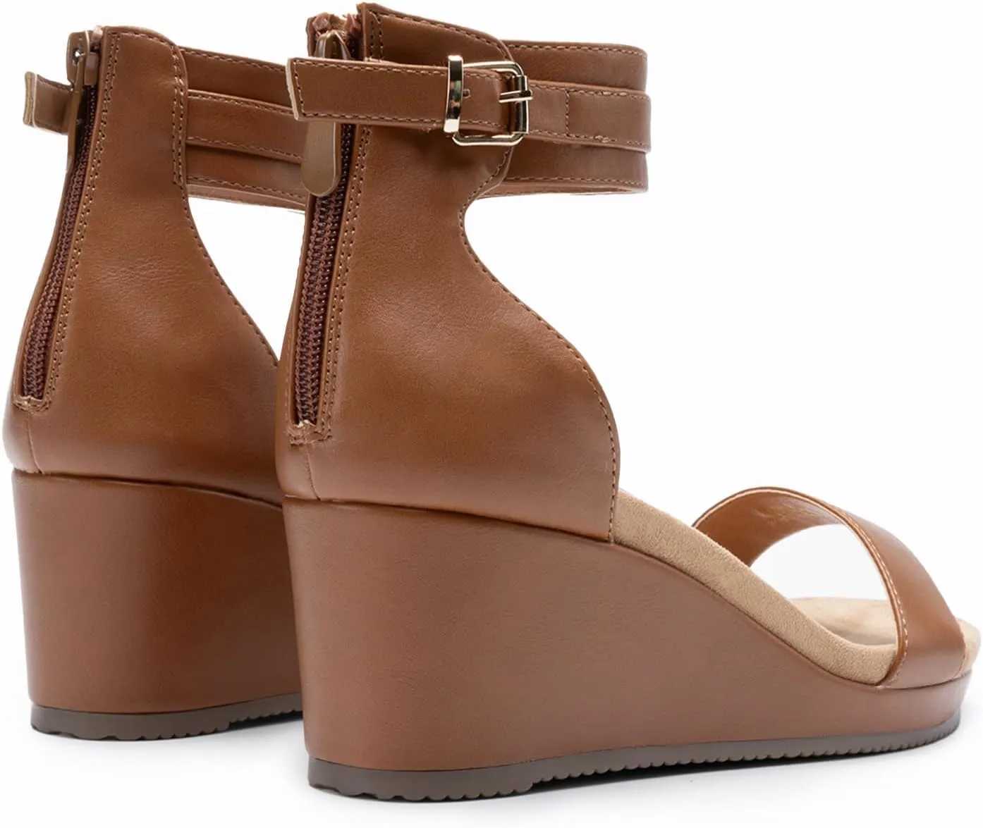 DREAM PAIRS Women's Open Toe Buckle Ankle Strap Platform Wedge Sandals Summer Shoes.
