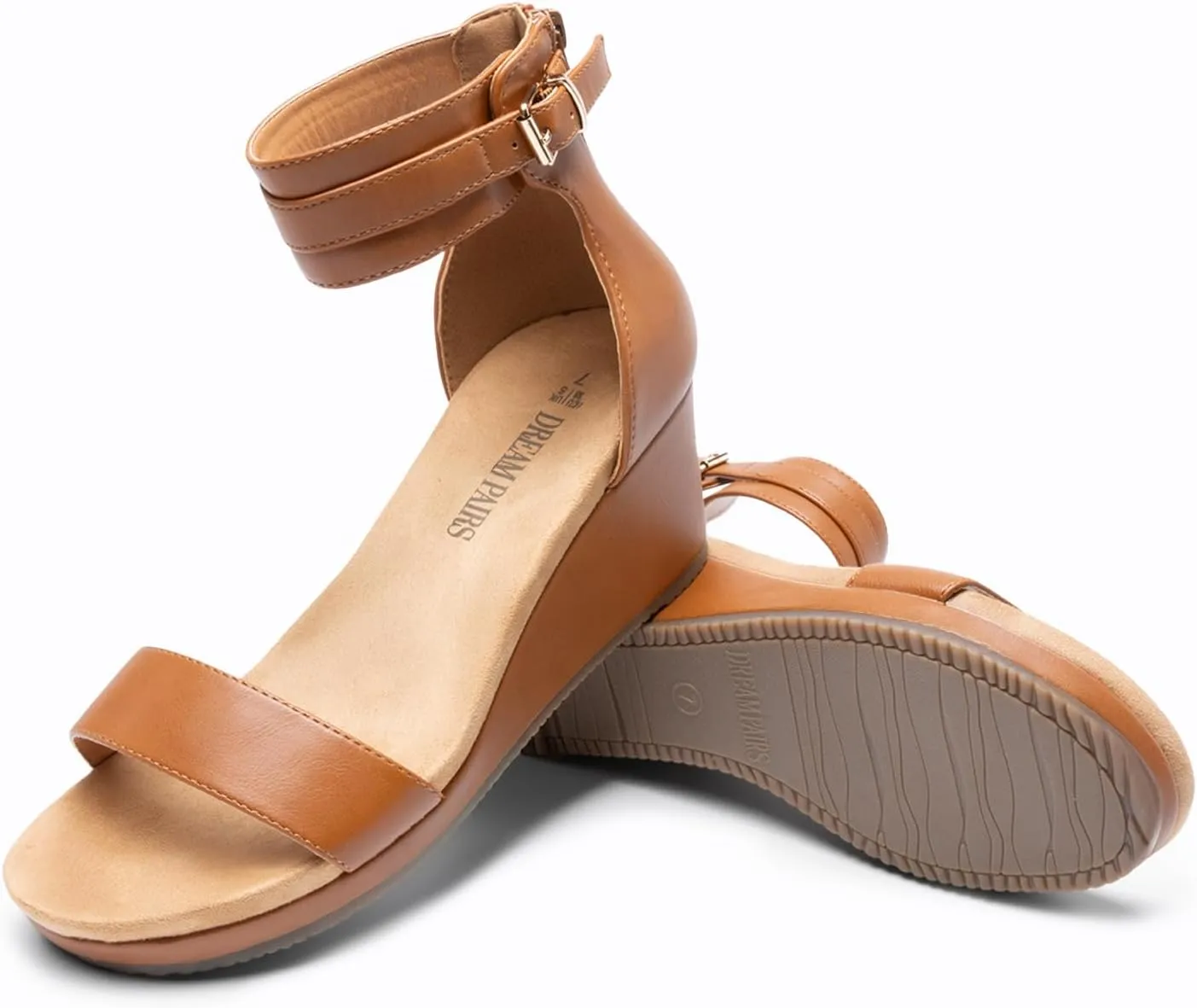 DREAM PAIRS Women's Open Toe Buckle Ankle Strap Platform Wedge Sandals Summer Shoes.
