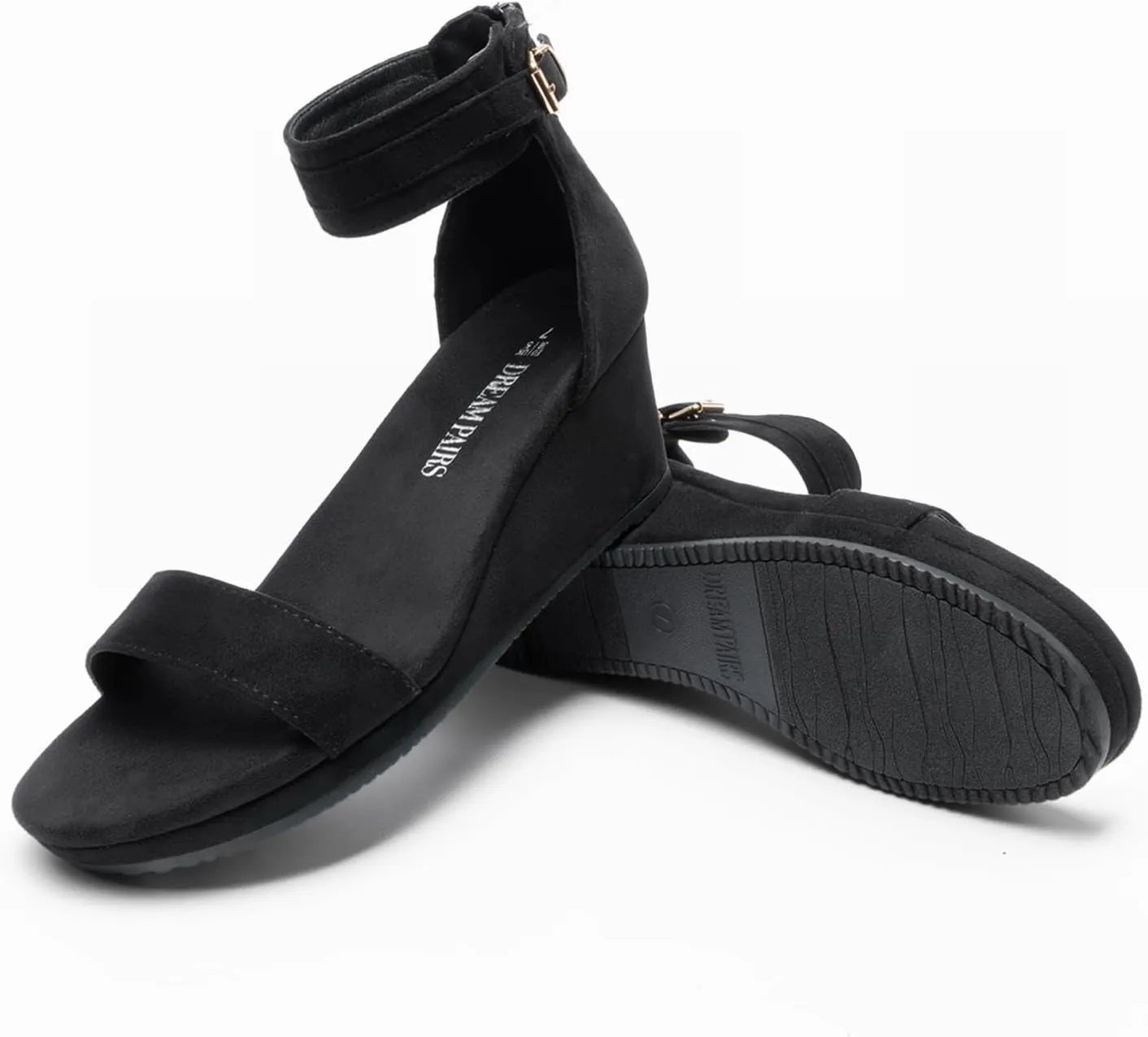DREAM PAIRS Women's Open Toe Buckle Ankle Strap Platform Wedge Sandals Summer Shoes.