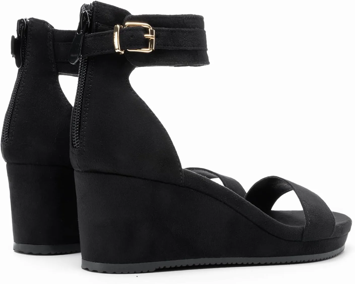 DREAM PAIRS Women's Open Toe Buckle Ankle Strap Platform Wedge Sandals Summer Shoes.